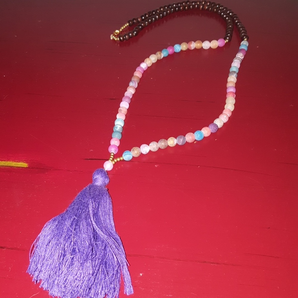 Long Purple Tassel Necklace